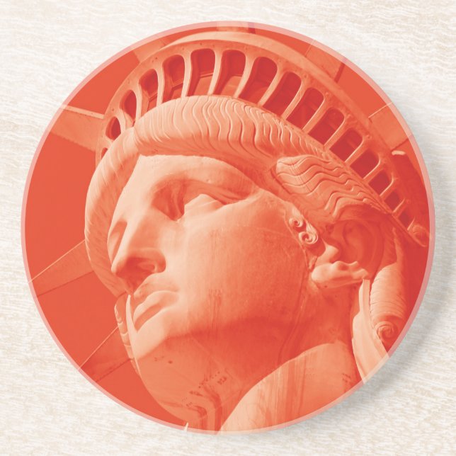 Red Statue of Liberty Drink Coaster (Front)