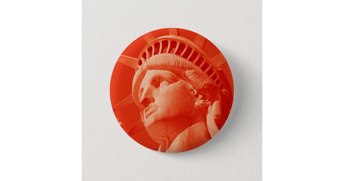 Statue Figure Button Red Statue of Liberty Pinback Button | Zazzle