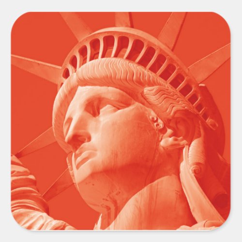 Red Statue of Liberty Square Sticker