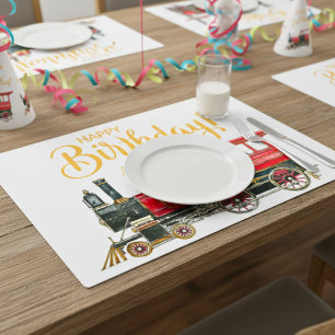 Red Steam Train Birthday Laminated Placemat