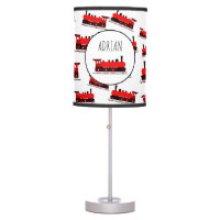 Red Steam Train Pattern Customized Name Table Lamp