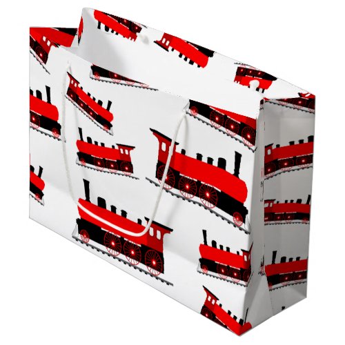 Red Steam Train Pattern Large Gift Bag