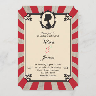 Red Steampunk Skeleton Vintage Wedding Invitation