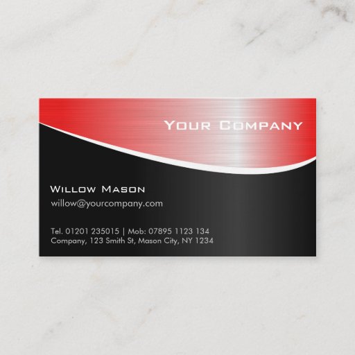 Customizable Red Steel Effect Professional Business Card
