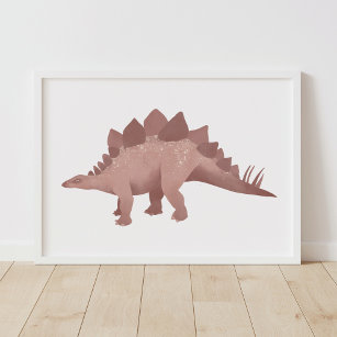 Red Stegosaurus Dinosaur Kids Room Poster