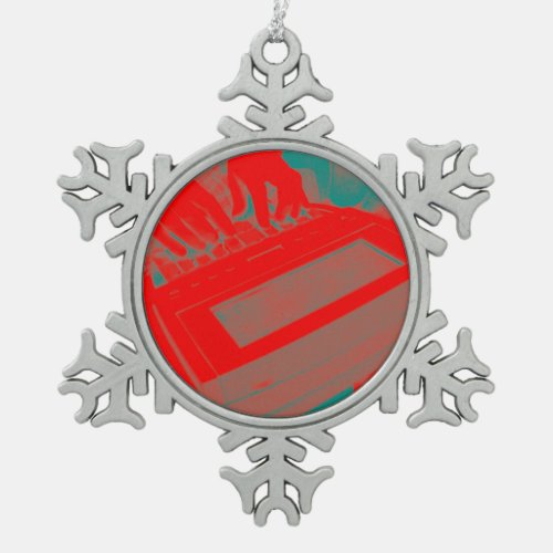 Red Steno Court Reporting Christmas Holiday Snowflake Pewter Christmas Ornament