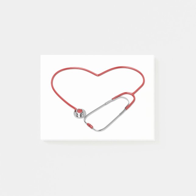 Red stethoscope in shape of heart post-it notes (Front)
