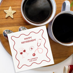 Red Stethoscope Nurse Retirement Party Napkins