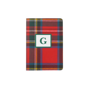 Red Stewart Plaid MONOGRAM Passport Holder