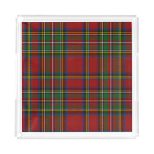 Red Stewart Plaid Tartan for Christmas Acrylic Tray