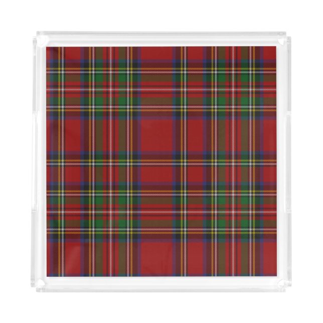 Red Stewart Plaid Tartan for Christmas Acrylic Tray (Front)