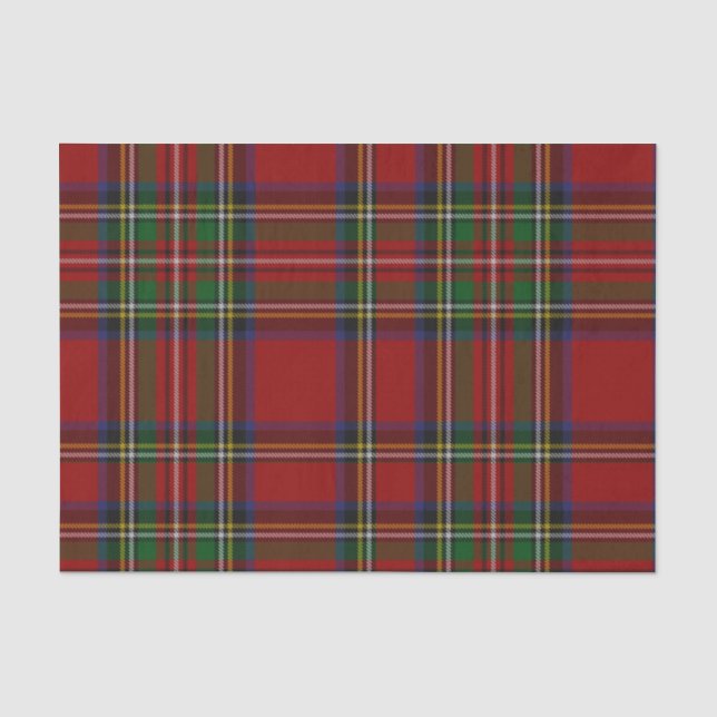 Red Stewart Plaid Tartan for Christmas Tissue Paper (Front)