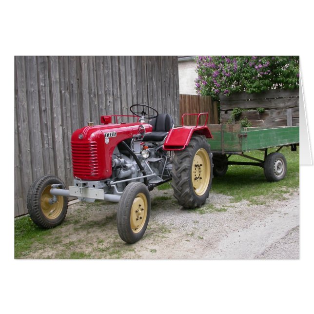Red Steyr Tractor T84 Cards (Front Horizontal)