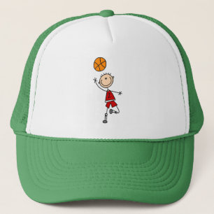 Red Stick Figure Boys Baskeball Hat