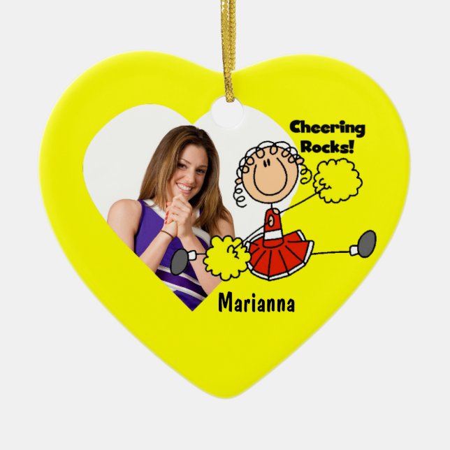 Red Stick Figure Cheerleader Ornament (Front)