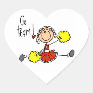 Red Stick Figure Cheerleader t-shirts and Gifts Heart Sticker