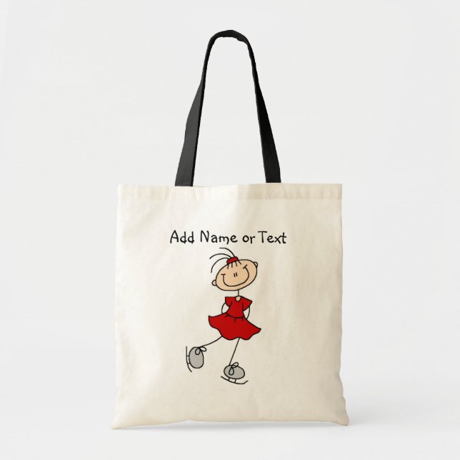 Red Stick Figure Girl Ice Skater Customized Bag (Front)