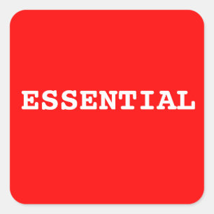 Red Sticker That Says Essential
