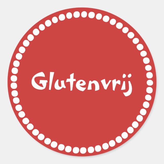 Red sticker with text "gluten-free" (Front)