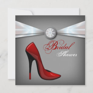 red Stiletto Bridal Shower bachelorette party Invitation