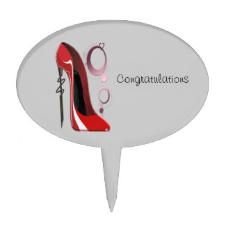 Red Stiletto Shoe Art and Bangles Cake Topper