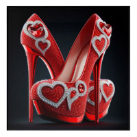 Red Stilettos with Heart Shaped Diamonds