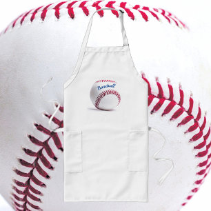 Red Stitched Baseball Customizable Long Apron