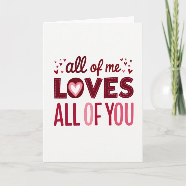 Red Stitched Love Valentine Card (Front)