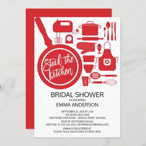 Red Stock The Kitchen Bridal Shower Invitation