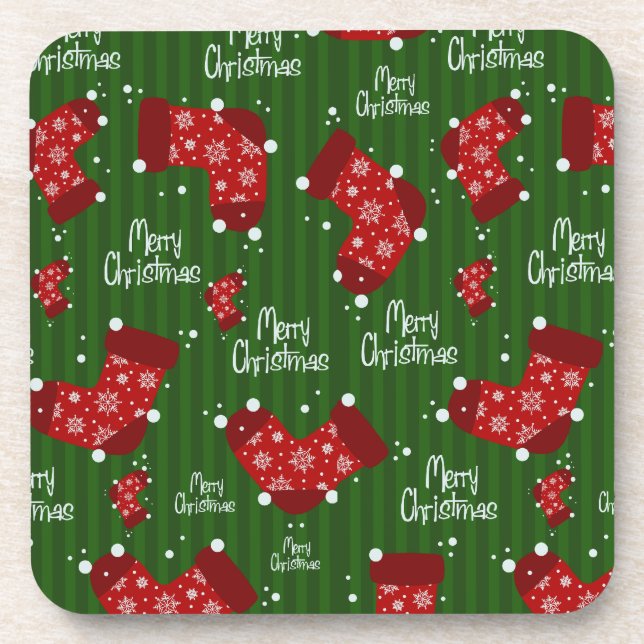 Red Stockings christmas coasters (Front)