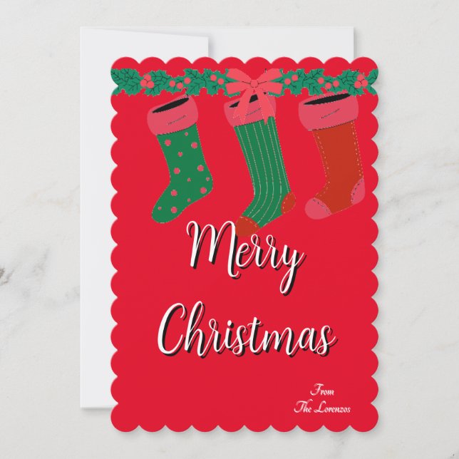 Red stockings Christmas  Invitation (Front)