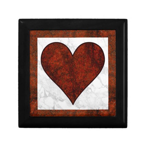 Red Stone Heart Pattern Gift Box