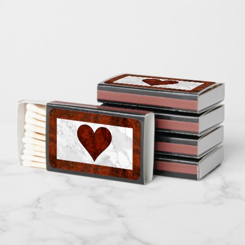 Red Stone Heart Pattern Matchboxes