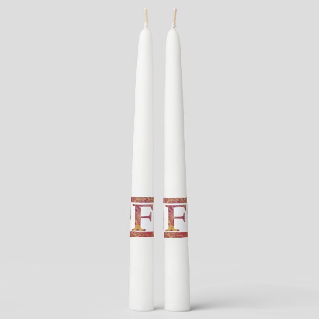 Red Stone Letter F Taper Candle (Front)