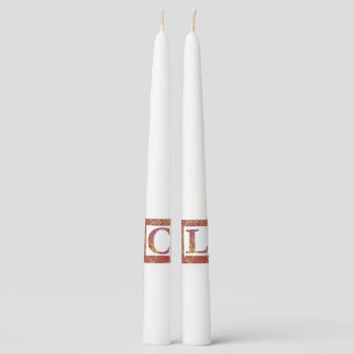Red Stone Letter PLair of Taper Candles