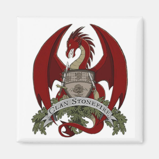 Red Stonefire Dragon Crest Magnet (Front)