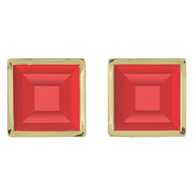 Red stones gold cufflinks (Front)