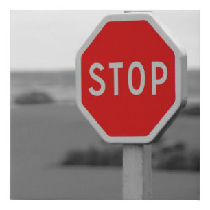 Red Stop Road Sign Minimalist Canvas Print