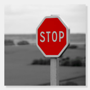 Red Stop Road Sign Minimalist Photo Foam Board