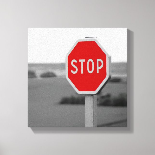 Red Stop Road Sign Minimalist Photography CANVAS (Front)