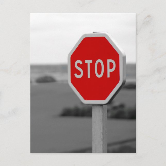 Red Stop Road Sign Minimalist Photography Poster Postcard (Front)