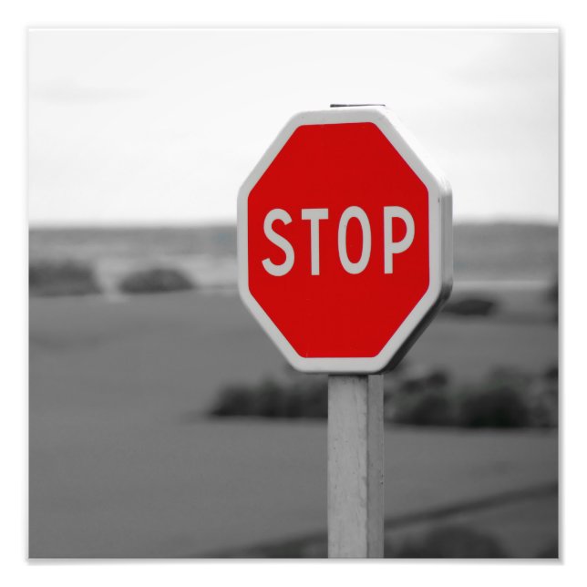 Red Stop Road Sign Minimalist Photography Print (Front)