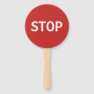 Red Stop Sign and Green Go Sign Hand Fan