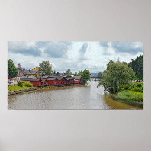 Red Storehouses Porvoo Finland Poster