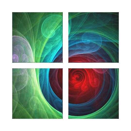 Red Storm Abstract Art Quad Canvas Print