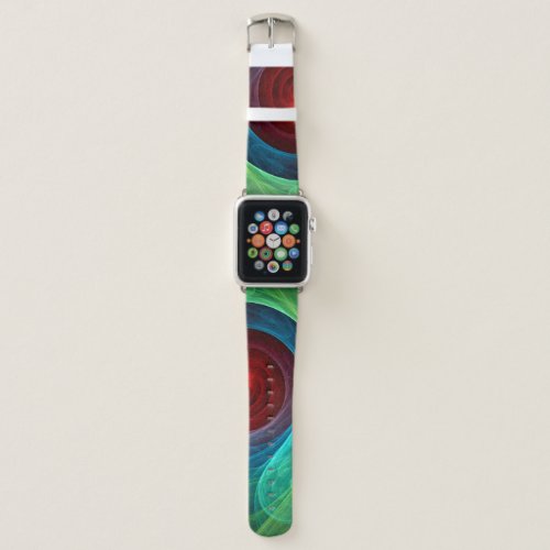Red Storm Floral Modern Abstract Art Color Pattern Apple Watch Band