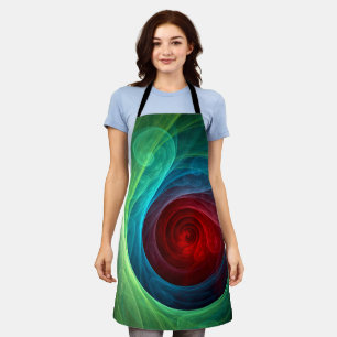 Red Storm Floral Modern Abstract Art Color Pattern Apron