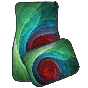 Red Storm Floral Modern Abstract Art Color Pattern Car Floor Mat