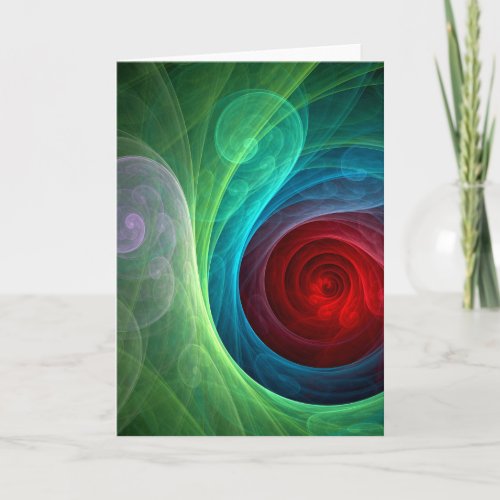 Red Storm Floral Modern Abstract Art Color Pattern Card