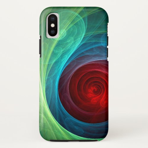 Red Storm Floral Modern Abstract Art Color Pattern iPhone X Case